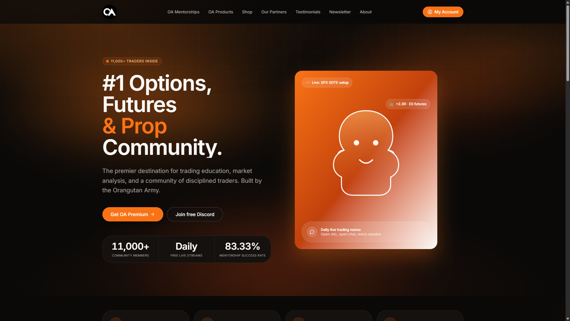 Trading community membership landing page